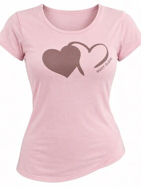 Body Glove Pink Double Heart Strappy Back T-Shirt Y2K Women’s Medium